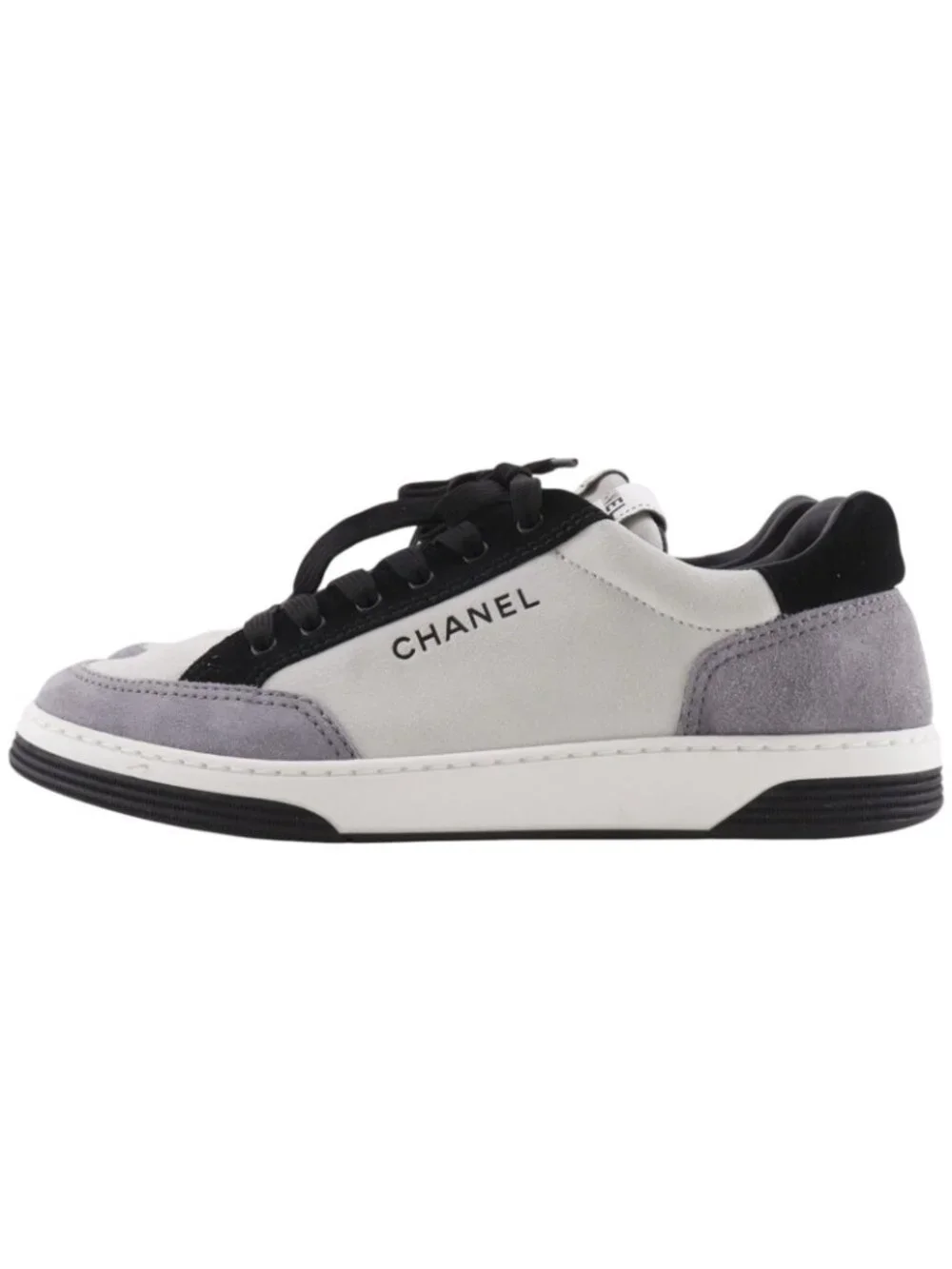 Chanel Logo Suede Gray Sneakers
